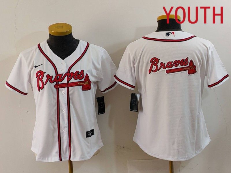 Youth Atlanta Braves Blank White Game 2024 Nike MLB Jersey style 3